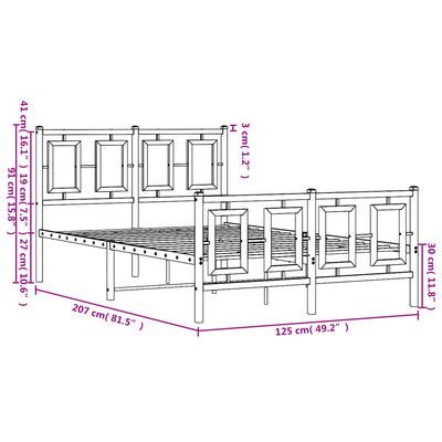 Metal Bed Frame with Headboard and Footboard White 120x200 cm