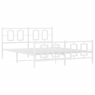 Metal Bed Frame with Headboard and Footboard White 160x200 cm