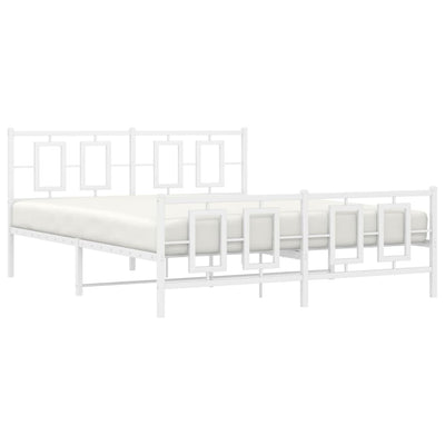 Metal Bed Frame with Headboard and Footboard White 160x200 cm