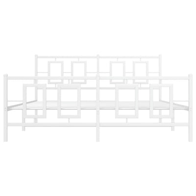 Metal Bed Frame with Headboard and Footboard White 160x200 cm