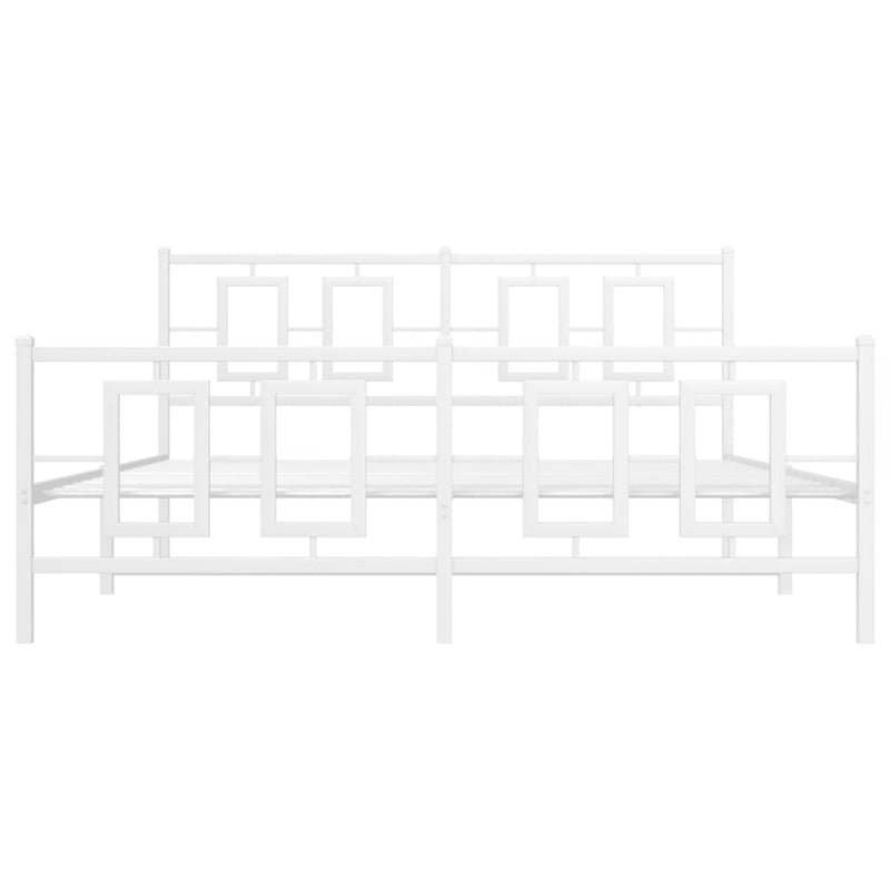 Metal Bed Frame with Headboard and Footboard White 160x200 cm