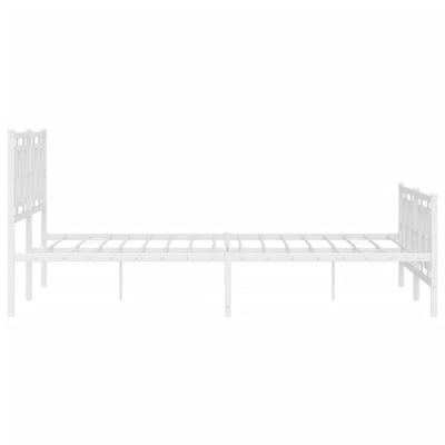 Metal Bed Frame with Headboard and Footboard White 160x200 cm