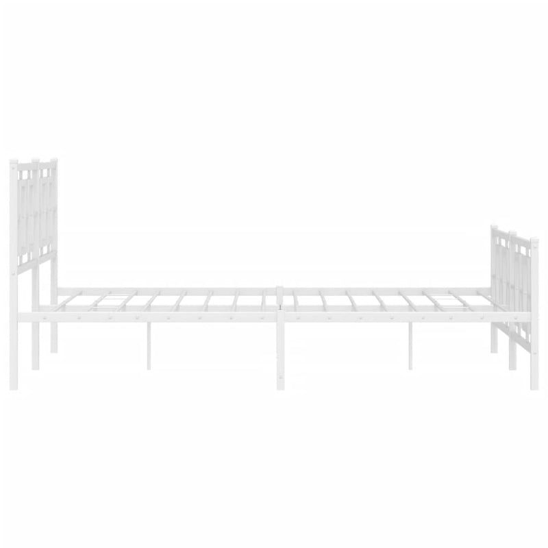 Metal Bed Frame with Headboard and Footboard White 160x200 cm