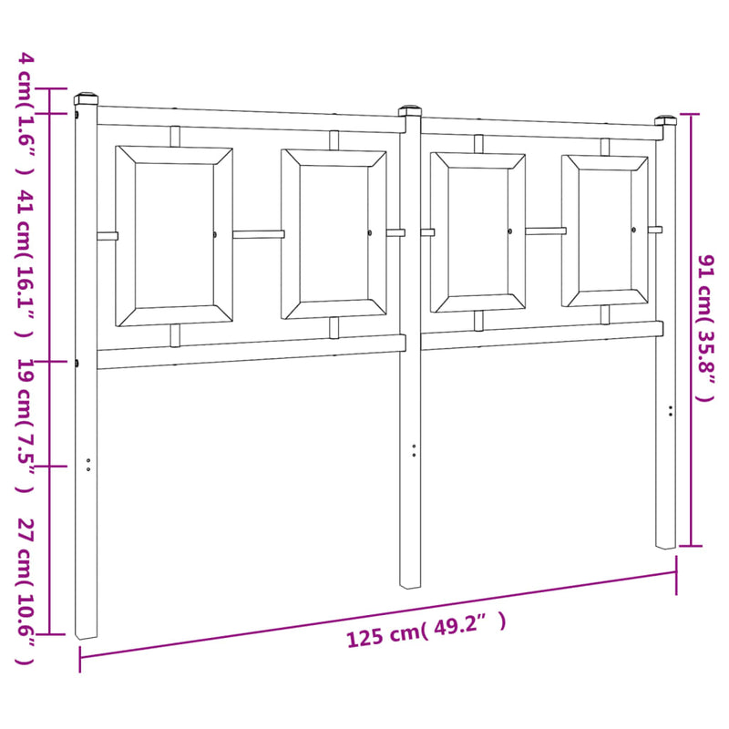 Metal Headboard White 120 cm