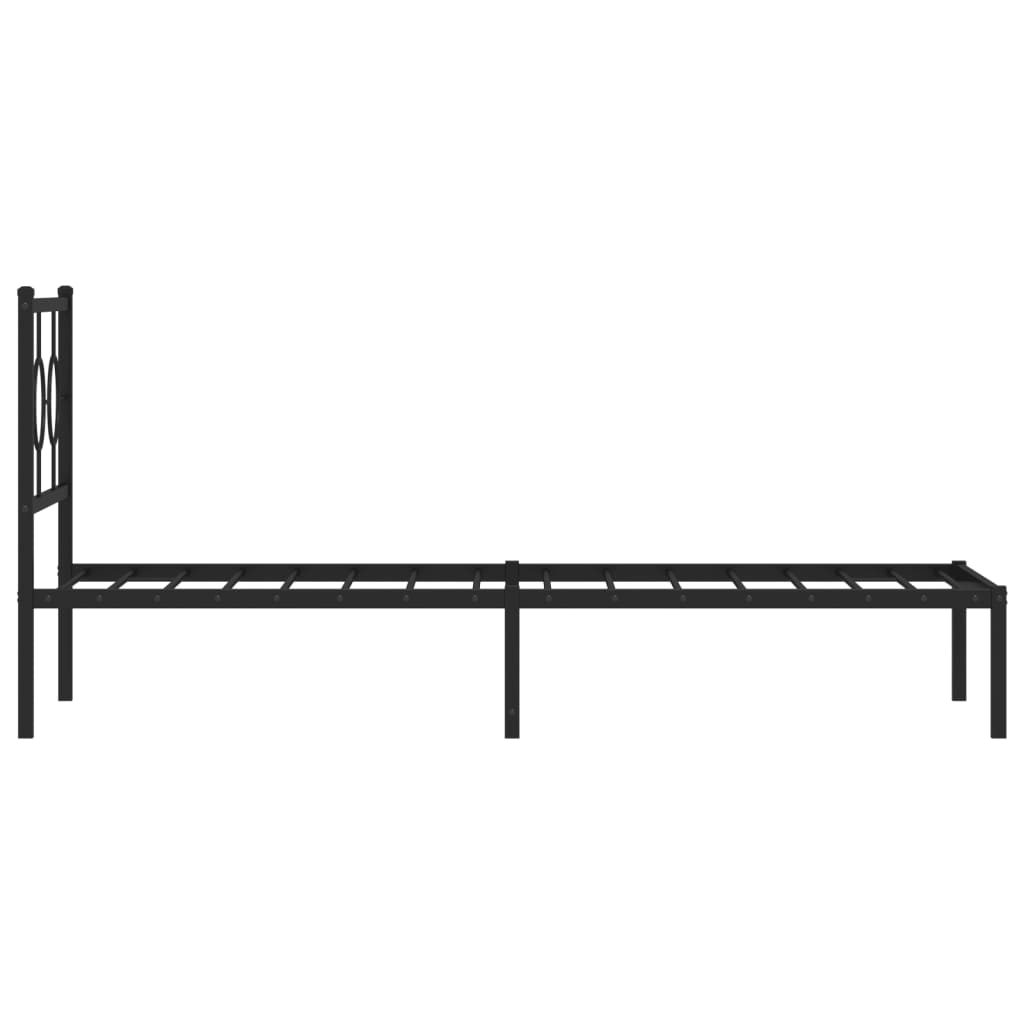 vidaXL Metal Bed Frame without Mattress with Headboard Black 80x200cm 6