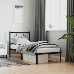 vidaXL Metal Bed Frame without Mattress with Headboard Black 80x200cm 1