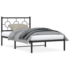 vidaXL Metal Bed Frame without Mattress with Headboard Black 100x200cm 2