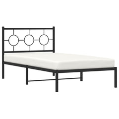 vidaXL Metal Bed Frame without Mattress with Headboard Black 100x200cm 4