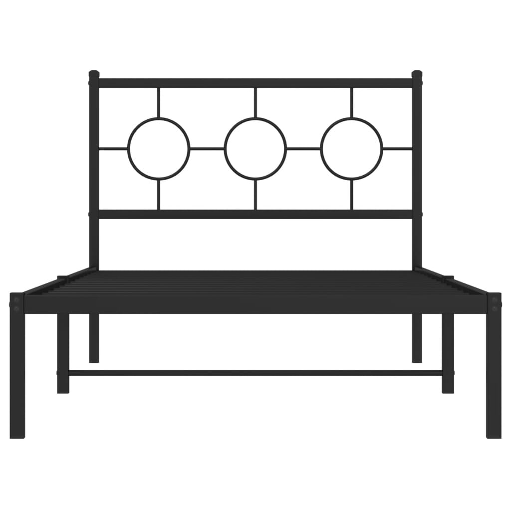 vidaXL Metal Bed Frame without Mattress with Headboard Black 100x200cm 5