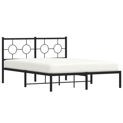 Metal Bed Frame with Headboard Black 135x190 cm Double