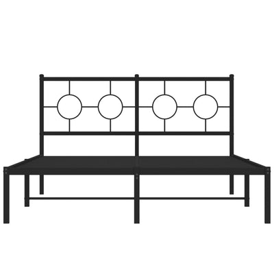 Metal Bed Frame with Headboard Black 135x190 cm Double