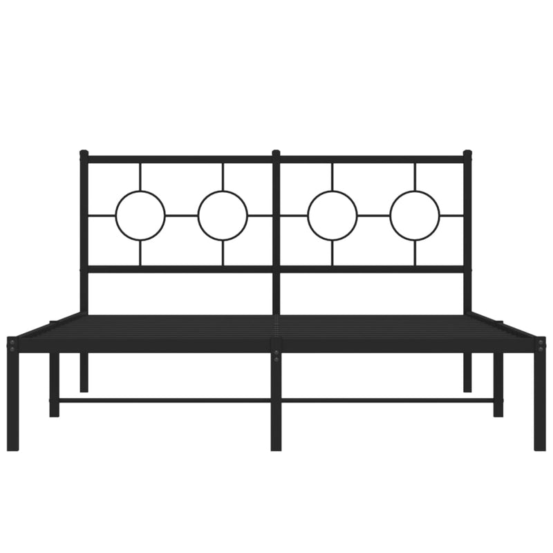 Metal Bed Frame with Headboard Black 135x190 cm Double