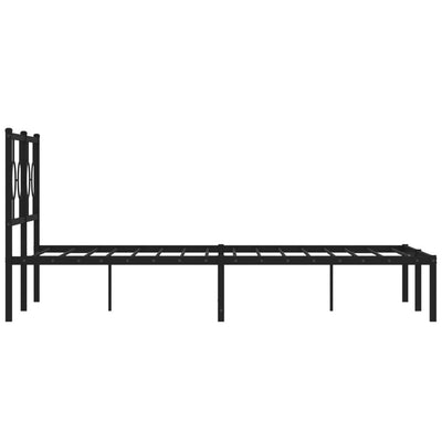 Metal Bed Frame with Headboard Black 135x190 cm Double