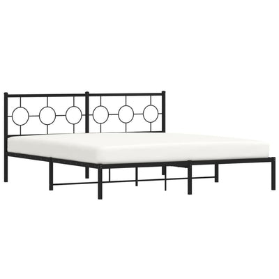 Metal Bed Frame with Headboard Black 183x213 cm