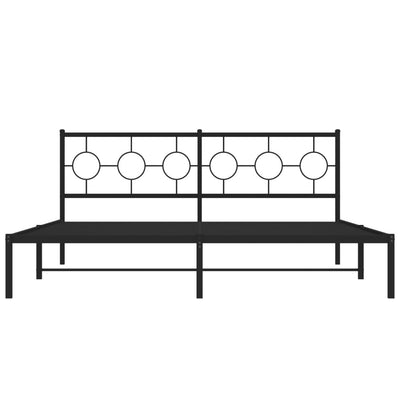 Metal Bed Frame with Headboard Black 183x213 cm