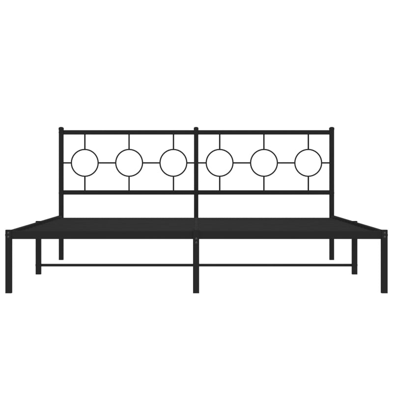 Metal Bed Frame with Headboard Black 183x213 cm