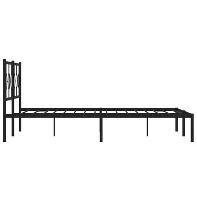 Metal Bed Frame with Headboard Black 183x213 cm