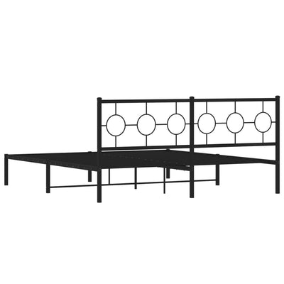 Metal Bed Frame with Headboard Black 183x213 cm