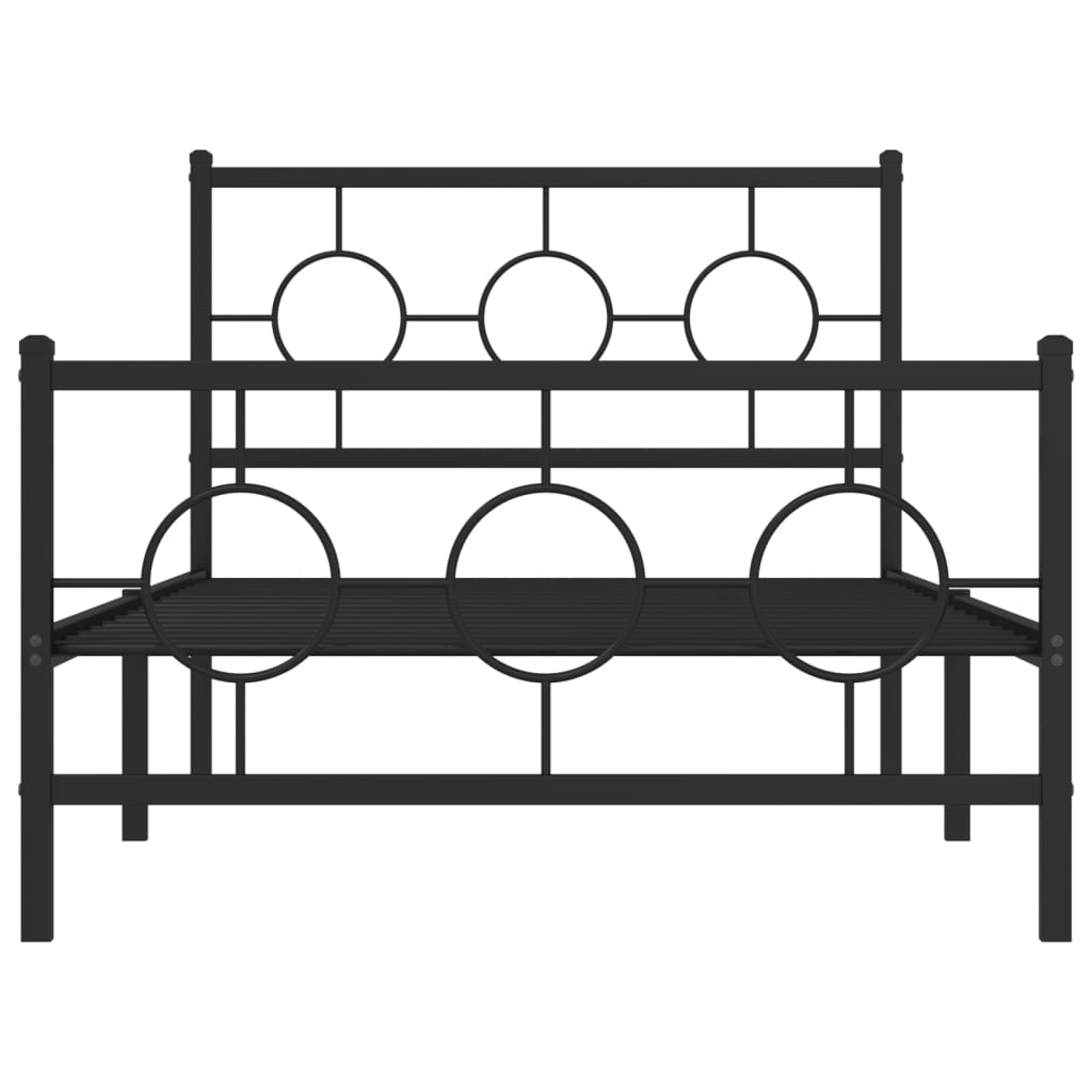 Metal Bed Frame without Mattress with Footboard with Headboard & Footboard Black 100 cm 200 cm