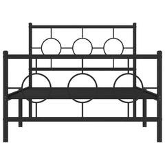 Metal Bed Frame without Mattress with Footboard with Headboard & Footboard Black 100 cm 200 cm