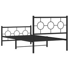 Metal Bed Frame without Mattress with Footboard with Headboard & Footboard Black 100 cm 200 cm