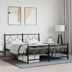 Metal Bed Frame without Mattress with Footboard with Headboard & Footboard Black 150 cm 200 cm