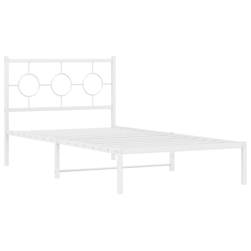 Metal Bed Frame with Headboard White 100x200 cm