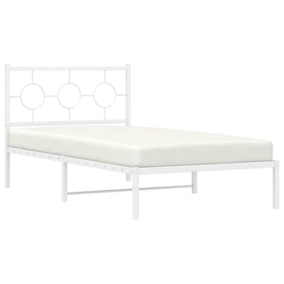 Metal Bed Frame with Headboard White 100x200 cm