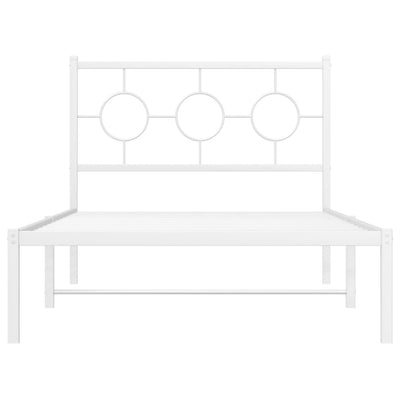 Metal Bed Frame with Headboard White 100x200 cm