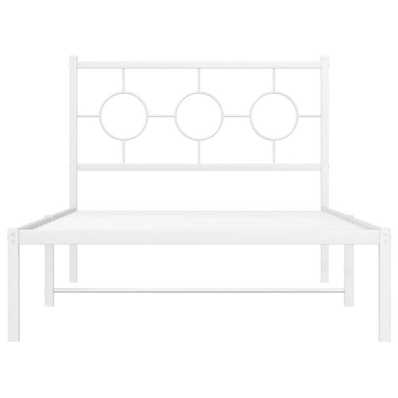 Metal Bed Frame with Headboard White 100x200 cm