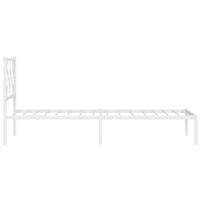 Metal Bed Frame with Headboard White 100x200 cm