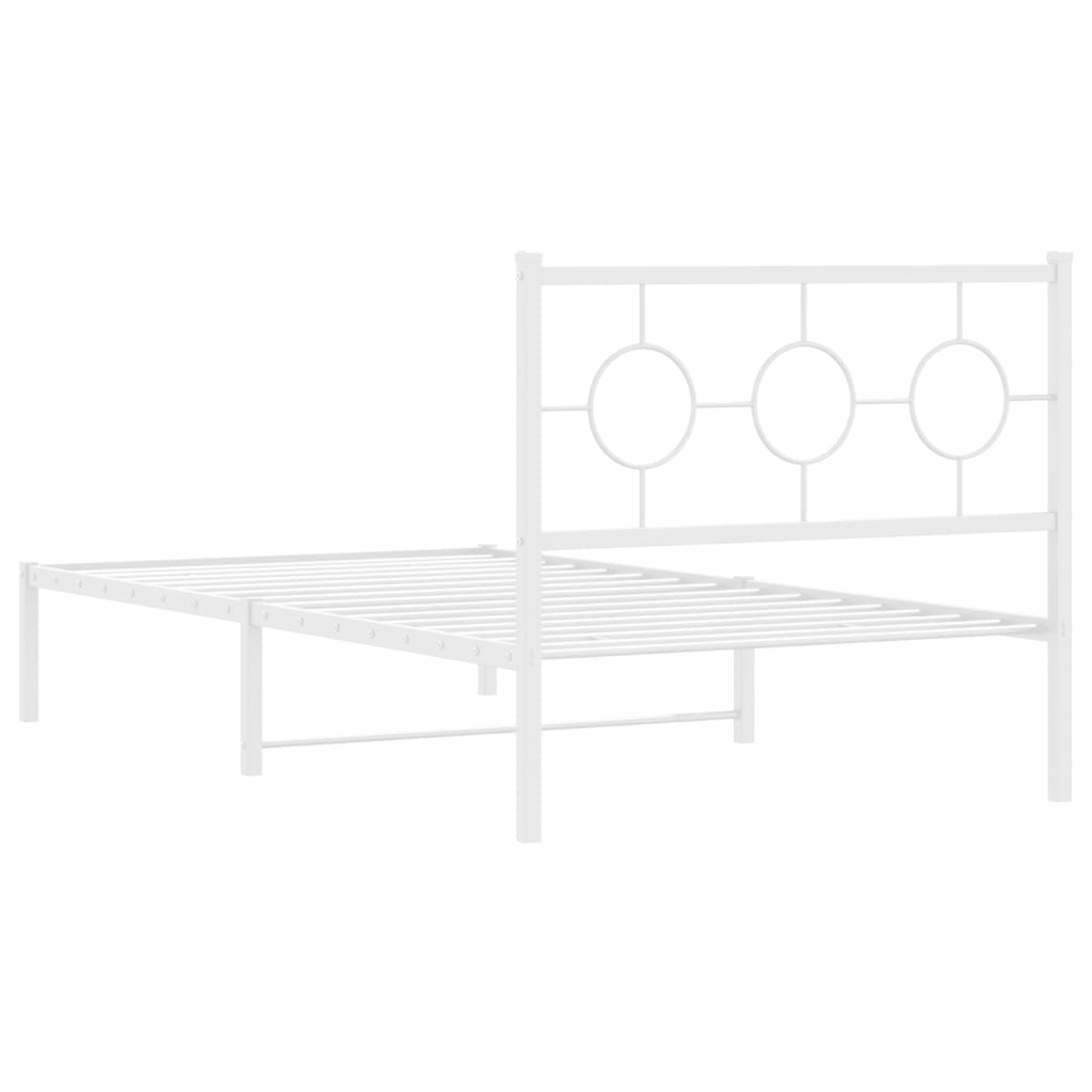 Metal Bed Frame without Mattress with Headboard White 100 cm