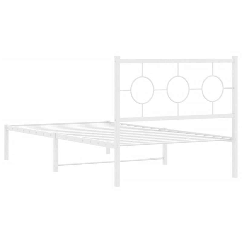 Metal Bed Frame with Headboard White 100x200 cm