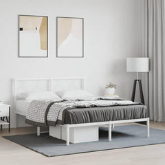Metal Bed Frame without Mattress with Headboard White 140 cm