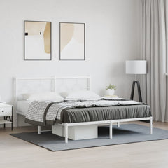 Metal Bed Frame without Mattress with Headboard White 150 cm