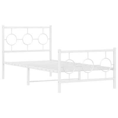 Metal Bed Frame with Headboard and Footboard White 90x200 cm