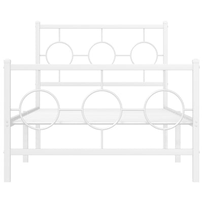 Metal Bed Frame with Headboard and Footboard White 90x200 cm