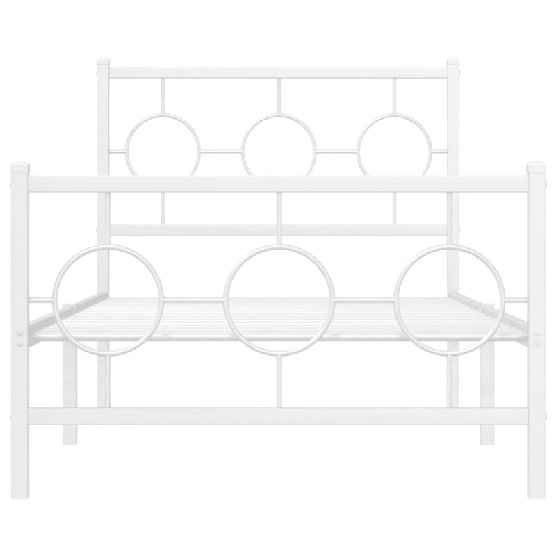 Metal Bed Frame with Headboard and Footboard White 90x200 cm