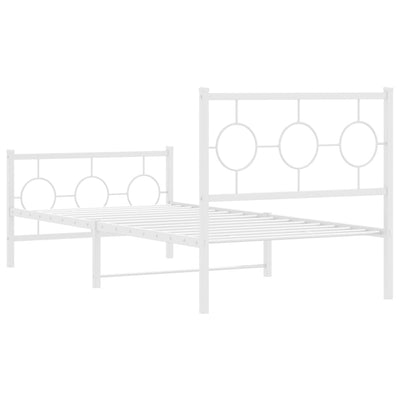 Metal Bed Frame with Headboard and Footboard White 90x200 cm