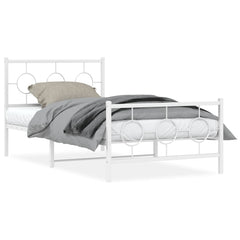 vidaXL Metal Bed Frame without Mattress with Footboard White 100x200cm 2