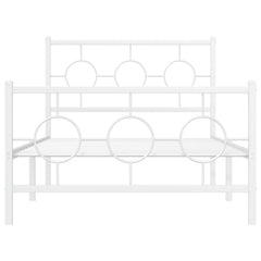 vidaXL Metal Bed Frame without Mattress with Footboard White 100x200cm 5