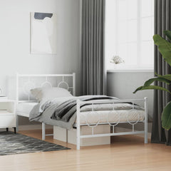 vidaXL Metal Bed Frame without Mattress with Footboard White 100x200cm 1