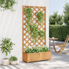 vidaXL Planter with Trellis Brown 90x35x180 cm Solid Wood Fir 3
