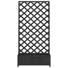 vidaXL Planter with Trellis Black 90x35x180 cm Solid Wood Fir 4