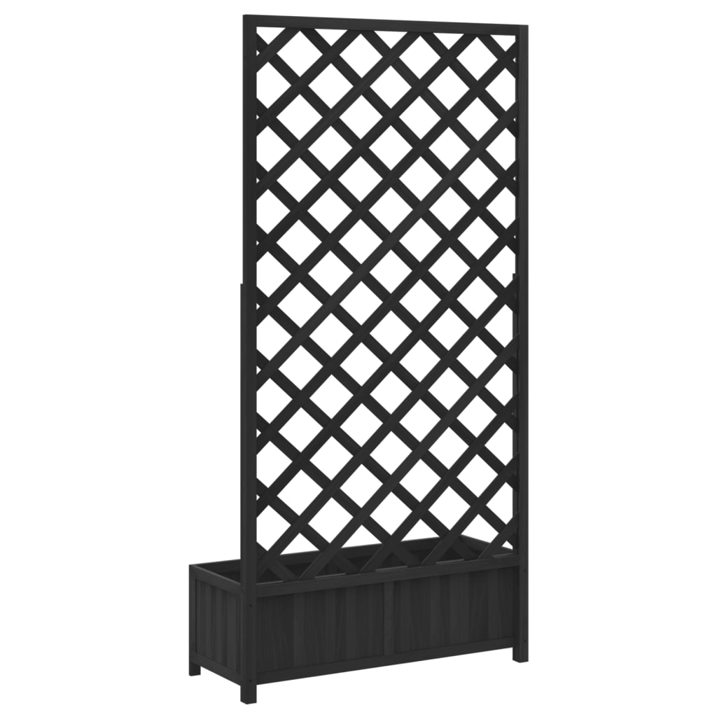 vidaXL Planter with Trellis Black 90x35x180 cm Solid Wood Fir 6