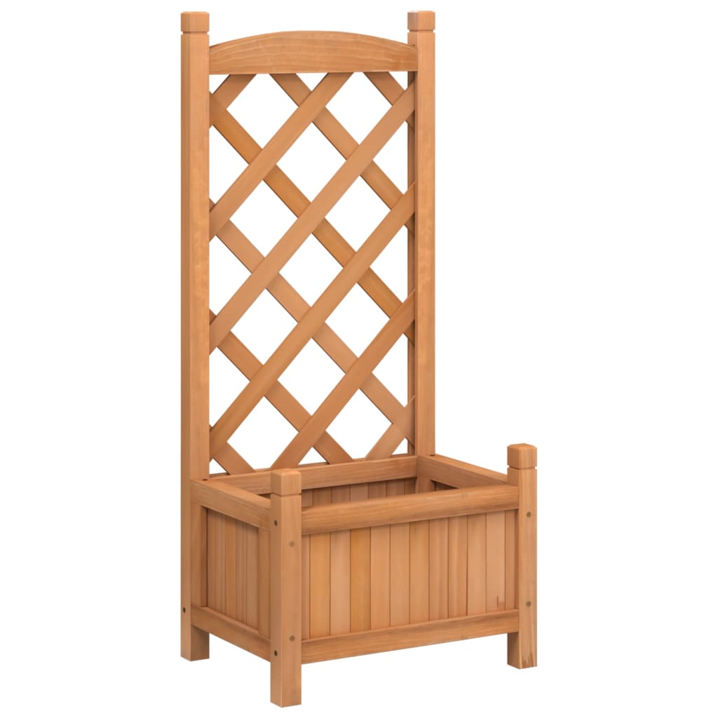 vidaXL Planter with Trellis Brown 40x30x90 cm Solid Wood Fir 2