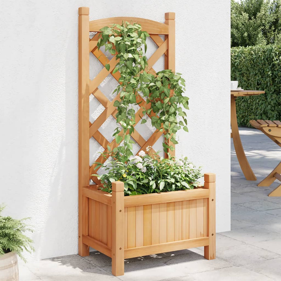 vidaXL Planter with Trellis Brown 40x30x90 cm Solid Wood Fir 1