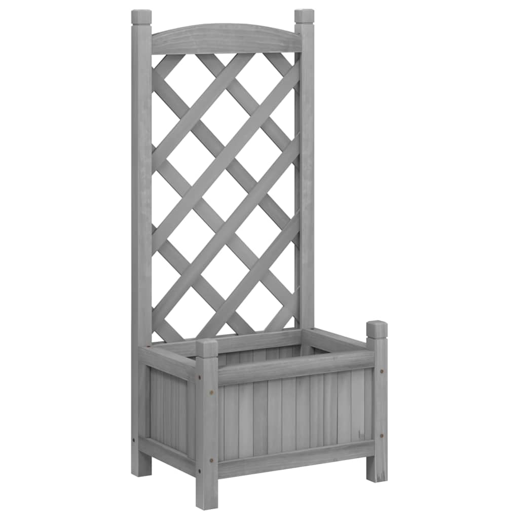 vidaXL Planter with Trellis Grey 40x30x90 cm Solid Wood Fir 2