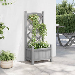 vidaXL Planter with Trellis Grey 40x30x90 cm Solid Wood Fir 3