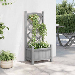Planter Solid Wood Fir with trellis Grey 40 cm 90 cm 30 cm